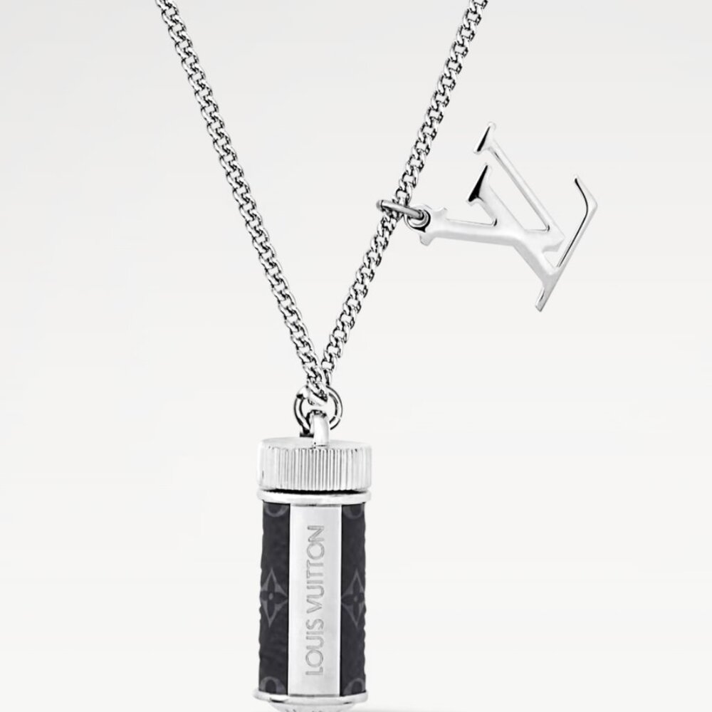 RARE Louis Vuitton Monogram Eclipse Charms Necklace - Black Cylinder Secret Comp